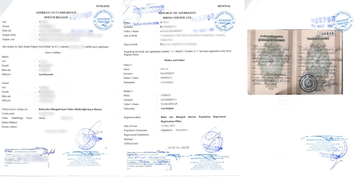 Noter onaylı doğum belgesi tercümesi