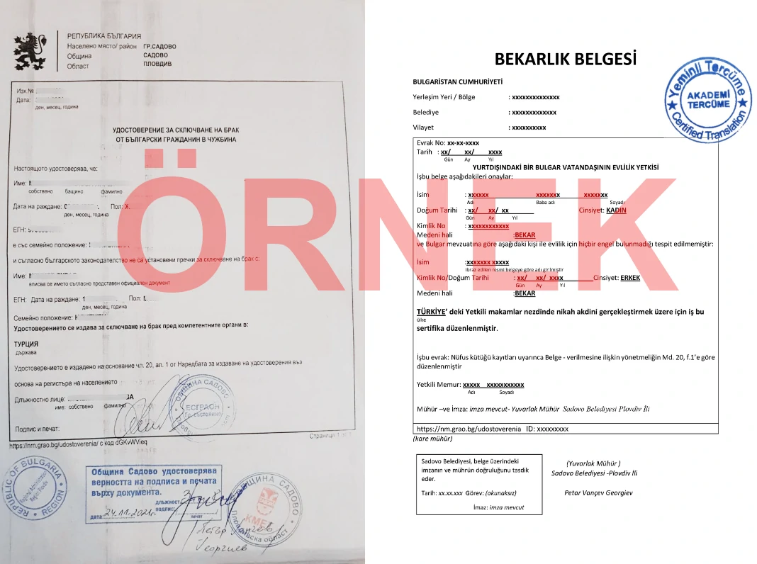 Bekarlık belgesi örneği (evlenme ehliyet belgesi örneği) görseli