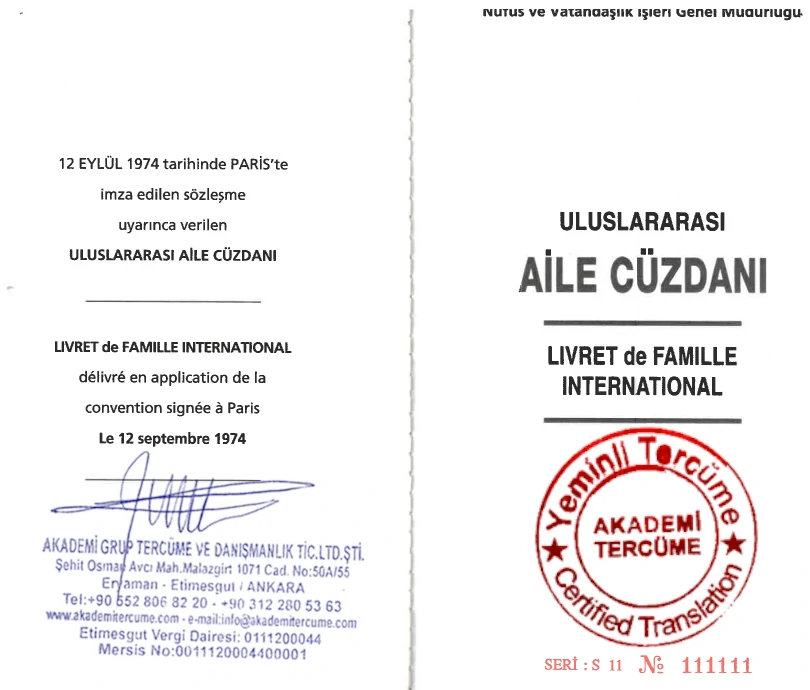 aile cüzdanı çevirisi