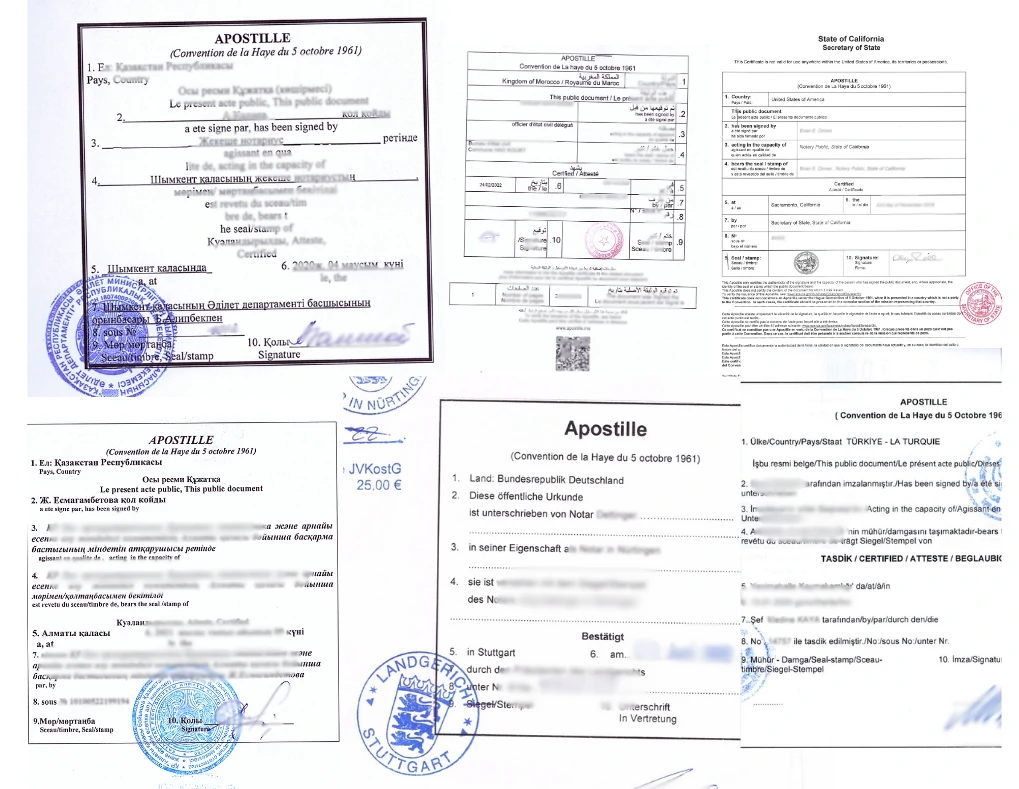 Apostil şerhi örneği: Lahey Apostil onayı ve mühür alanı