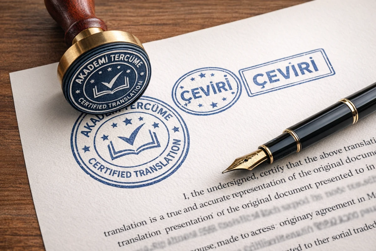 Akademi Tercüme Bürosu resmi kaşeli ve imzalı tercüme evrağı