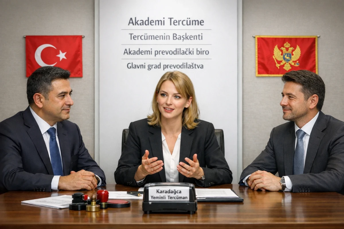 iş görüşmelerinize, noter ve nikah dairelerine, resmi kurumlara karadağca yeminli tercüman desteği Akademi Tercümede.