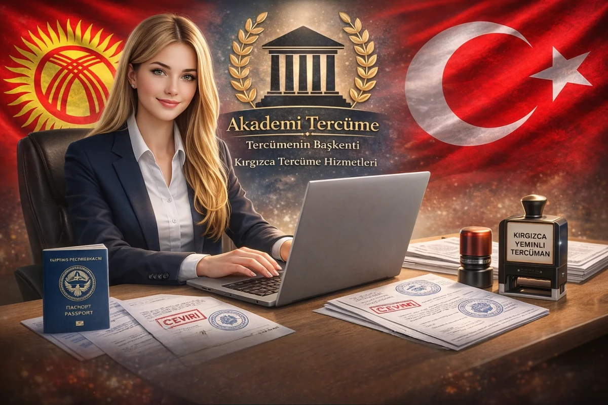 Akademi Tercüme Bürosu Kırgızca Türkçe çeviri ve noter yeminli tercümanlık hizmetleri için hazırlanan resmi çalışma masası.