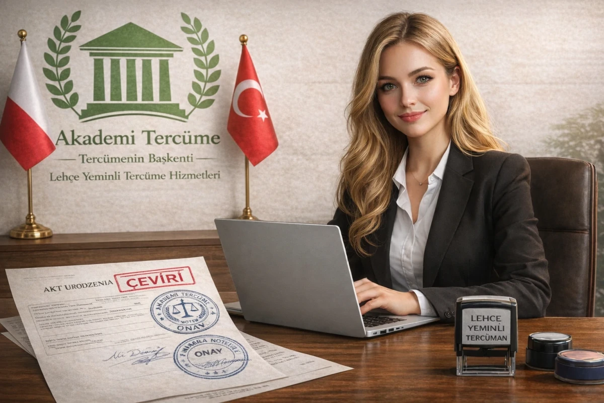 Akademi Tercüme Bürosu Lehçe Türkçe yeminli çeviri hizmeti ve Polonya bayrağı.