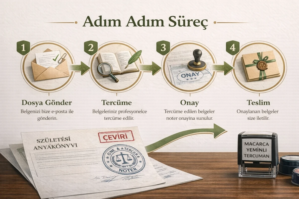 Noter onaylı Macarca çeviri işlem adımları