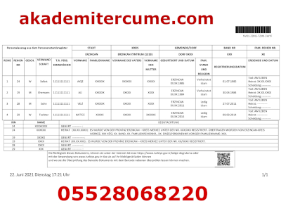 nüfus kayıt örneği tercüme