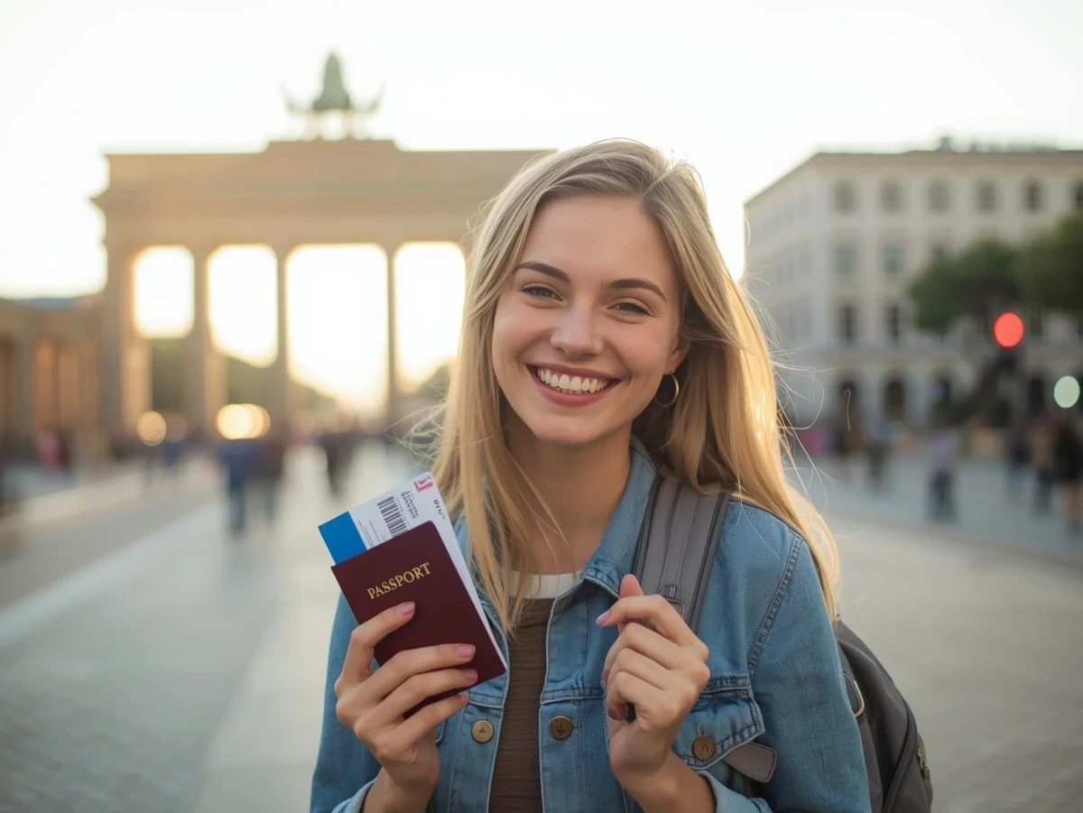 ogrenci vizesi alarak yurt disinda egitime giden mutlu bir ogrenci