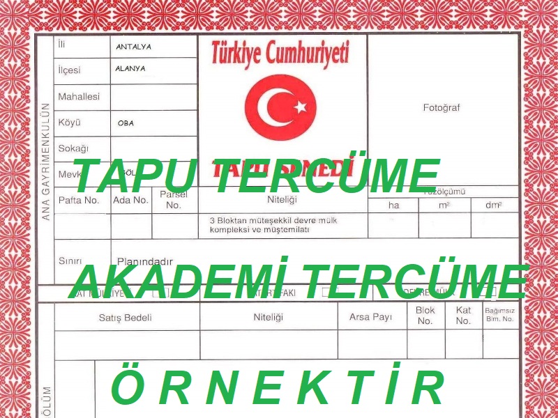 Tapu Tercüme ve Tapu Senedi Çeviri